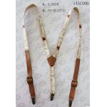 Brown Elastic / PU  Mens Fashion Suspenders With Old Brass Steel Clip for sale