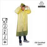 Waterproof PE Plastic Disposable Rain Ponchos Gown With Hood for sale