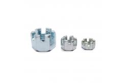 China GB6178 Slotted And Castle Hexagon Nut Blue White Zinc Plated supplier