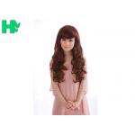 Red Body Wave Left Side Part None Lace Long Synthetic Wigs / Heat Resistant Fiber Hair for sale