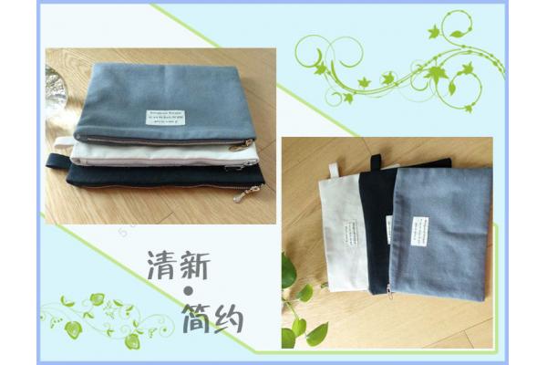 Cotton Lining Simple Eco Canvas Pen Bags With Handles