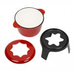 Enamel coated cast iron fondue set