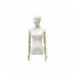 Linen Wrapped Half Mannequin With Head , 62CM Waist Half Body Female Mannequin for sale