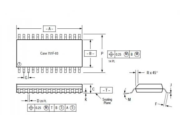 Integrated Circuit Chip Techinal Data - rev 1.9 MC68HC805PV8 MOTOROLA PLCC52