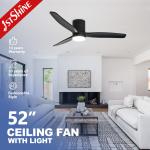 3 Wood Blades DC Inverter Flush Ceiling Fan with Light and Remote Control CB Certified 2- for sale