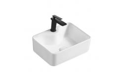 China White Rectangle Countertop Wash Basin Sanitary Ware Table Top Ceramic Bathroom Sink supplier