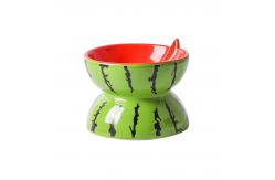 China Anti Overturning Raised Ceramic Cat Bowl Rounded Shape Sustainable supplier
