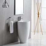Ceramic Bathroom Sanitary Ware Pedestal Basin Cylindrical Freestanding Sink