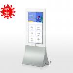 Thin Dual Sided 43 High Brightness LCD Display Transparent Glass Floor Stand