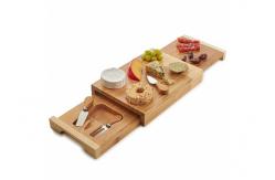 China Non Toxic Bamboo Cheese Board Set Cutlery Set With With Drawer And Platter supplier
