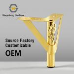 Metal Triangle Floral Sofa Legs with Anti-Slip Pads Gold Carved Cabinet Support Feet Furniture Leg Hardware Accessories for sale