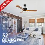 52 Inches Reversible Motor Time Setting Ceiling Fan Light for Home Hotel and Office for sale