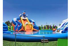 China Silk Printing PVC Inflatable Water Parks For Inground Pools Double Stitching supplier
