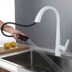 Factory Price Best Quality 3 Functions White High Arc Kitchen Mixer Tap Faucet With Pull Out Spray for sale