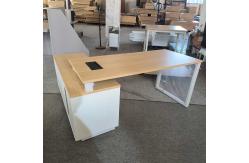 China Customized Wood L Shaped Manager Commercial Office Desk With Side Cabinet supplier