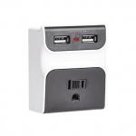 Wall Power Socket And Wall Tap One Input 1 Outlet 2 USB Surge  UL cUL passed for sale