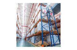 China Custom Logo Lock Pins Style Metal Pallet Racking / Durable Warehouse Storage Shelf supplier