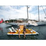 Drop Stitch DWF Teakwood EVA Floating Air Pontoon Inflatable Yacht Island Dock Deck Platform for sale