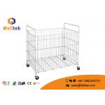 Supermarket Zinc Metal Wire Mesh Stacking Baskets Easy To Move With Wheels for sale