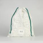 White Cotton Blue Pattern Printed Reusable Eco Friendly Cotton Drawstring Bag for sale