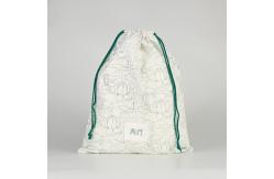 China White Cotton Blue Pattern Printed Reusable Eco Friendly Cotton Drawstring Bag supplier
