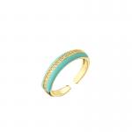 18k Couple Rings Gold Plated Micro Pave Cubic Zirconia Enamel Engagement Ring
