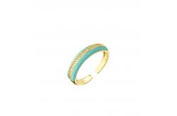 China 18k Couple Rings Gold Plated Micro Pave Cubic Zirconia Enamel Engagement Ring supplier