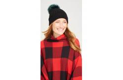 China Female Knitted Beanie With Pom Pom , Cashmere Winter Hat With Two Pom Poms supplier