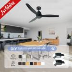 Remote Control 220V 50HZ 6 Speed LED Ceiling Fan With 3 Wood Blades