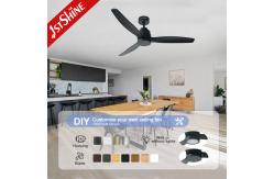 China Remote Control 220V 50HZ 6 Speed LED Ceiling Fan With 3 Wood Blades supplier