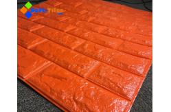 China Orange Red 25-30kg/cbm Self Adhesive Brick Textured Foam Wallpaper supplier