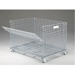 Zinc - Coated Industrial Stackable Collapsible Wire Container With Casters Movable for sale