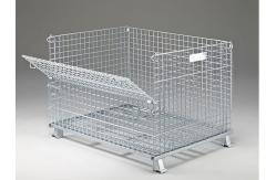 China Zinc - Coated Industrial Stackable Collapsible Wire Container With Casters Movable supplier