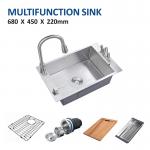 Top Mount Kitchen Multifunction Sink 27' Single Bowl With Knife Holder 68x45 for sale