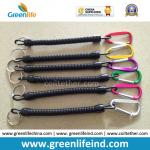 Plastic Extendable Black Coiled Plier Protecting Coil Lanyard w/Aluminum Carabiners