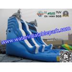 Children Amazing Inflatable Water Slide In Outdoor , Durable Blue Inflatable Water Slide