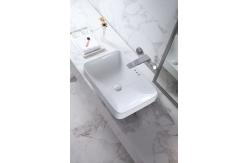 China White Art Rectangular Sanitary Ware Basin Table Top Bathroom Sink supplier