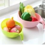 Plastic Rice Strainer Bowl with Handle Kitchen Draining Colanders for Cleaning Vegetables