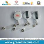 Simle Face Logo Promotional Retractable Round Plastic Reel Holder