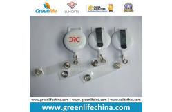 China Simle Face Logo Promotional Retractable Round Plastic Reel Holder supplier