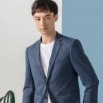 Knit Fabric formal Suit Navy Mens Slim Fit Casual Blazer