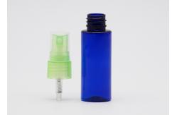 China 30 Ml Blue Refillable PET Plastic Spray Bottles With Light Green Mist Pump supplier