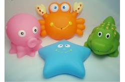 China 8.5cm Length Squeezing Rubber Bath Toys Phthalate Free Vinyl Crab / Octopus Shaped supplier