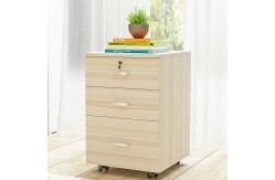 China 3 Drawer Rolling Pedestal File Cabinet Wood Lockable With Aluminum Alloy Handle supplier