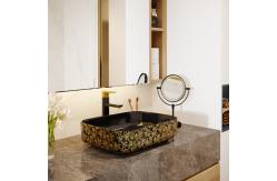 China Custom Square Black Golden Art Deco Pedestal Basin 500*380*130mm supplier