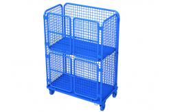 China Custom Q235 Steel Nestable Roll Cage Trolley Container With Gates supplier