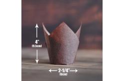 China Brown Greaseproof Paper Baking Mold Cupcake Muffin Liner Tulip Cup Wood Pulp supplier