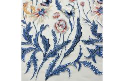 China Polyester Beaded Embroidered Mesh Lace Fabric 135cm Width By The Yard supplier