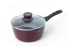 China Round Granite Coating 5.5mm Non Stick Milk Pan With Lid supplier