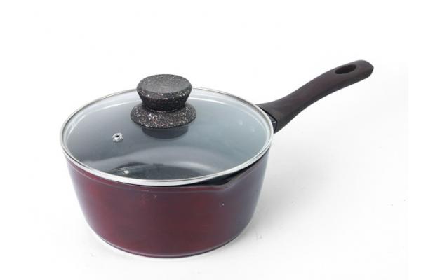 Round Granite Coating 5.5mm Non Stick Milk Pan With Lid
